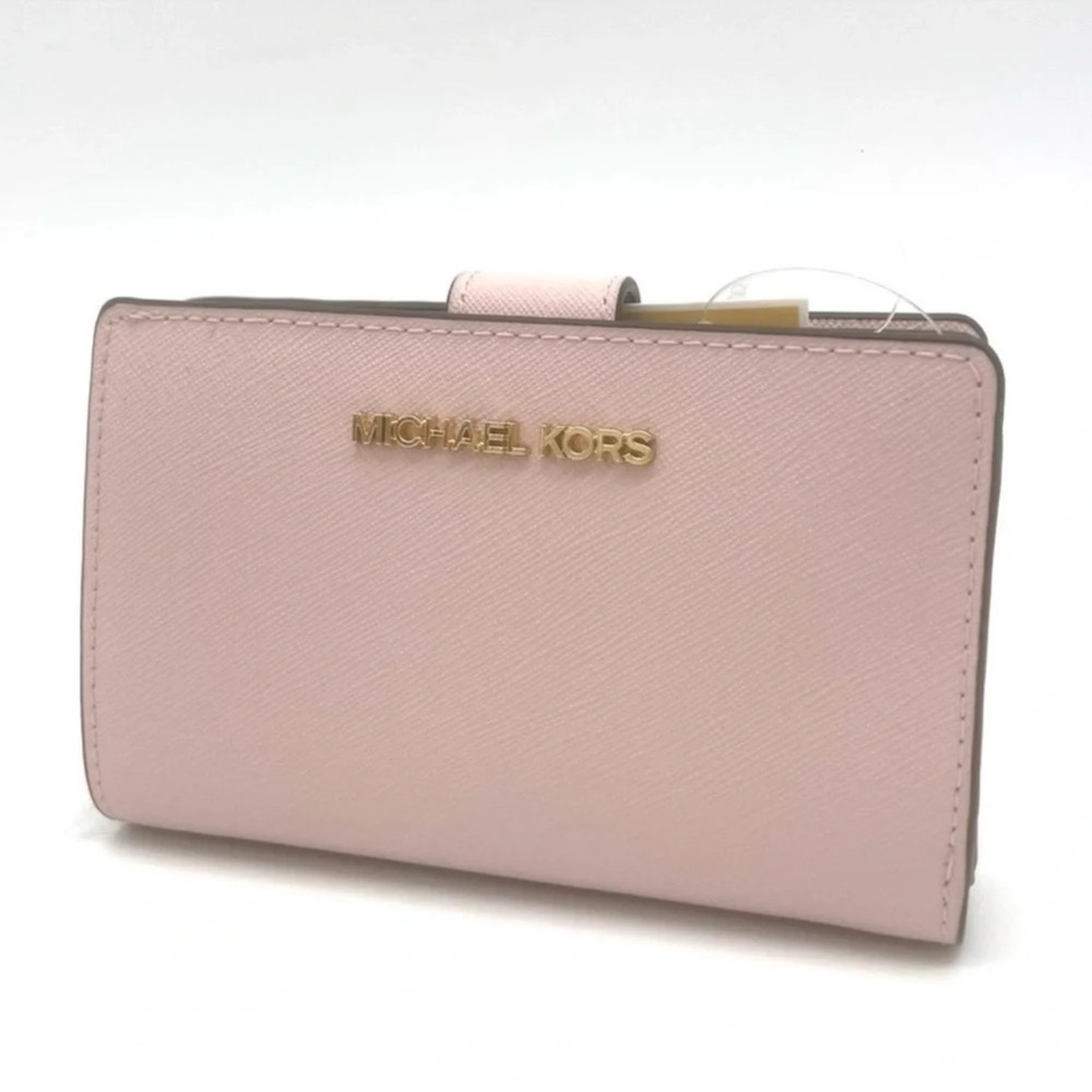 Michael Kors Medium Bifold Zip Chain Wallet Powder Blush